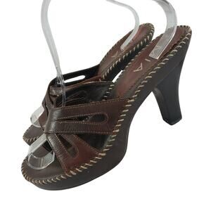 MIA! ESPRESSO BROWN GENUINE LEATHER CRISS CROSS "TOE SEAT" SANDALS! SZ 8.5M
